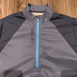 Adidas Men Short Sleeve Golf Pullover Jacket Blue Quarter Zip Size S Windbreaker